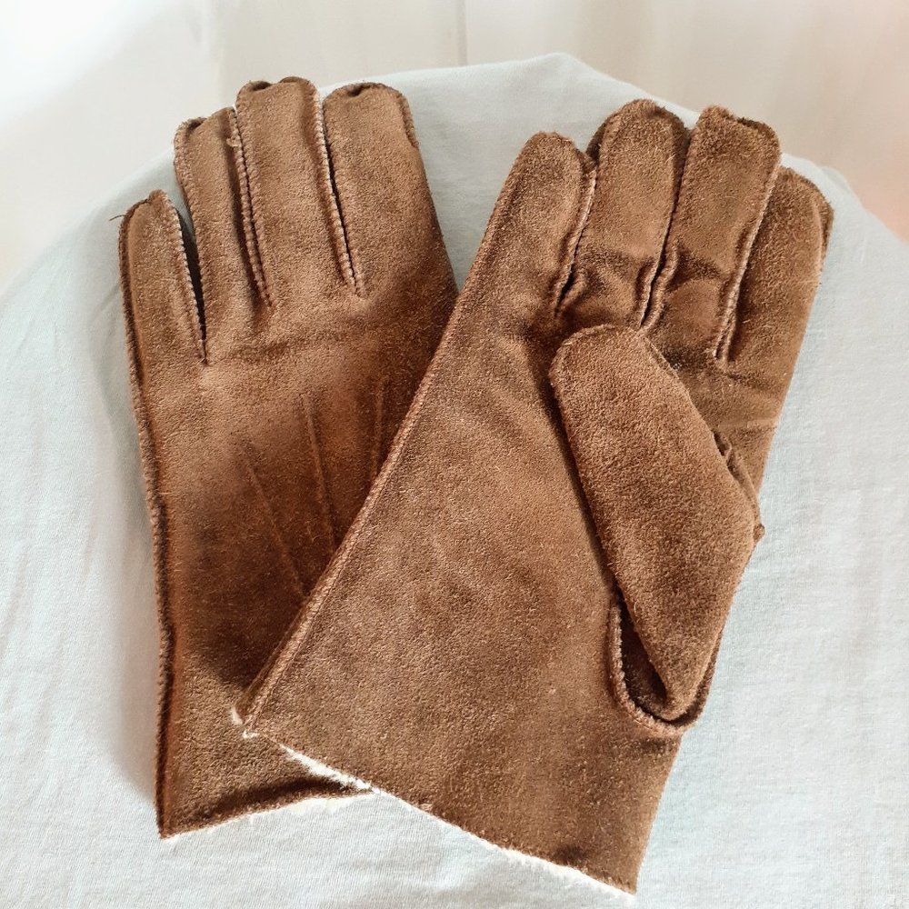 Brown suede gloves - Picture 1 of 7